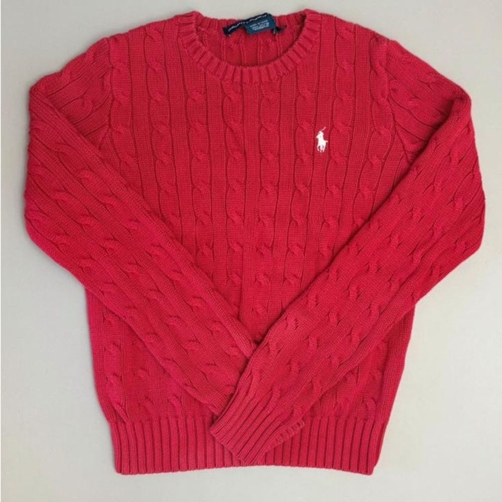 Ralph Lauren Kids Red Cable Knit Sweater